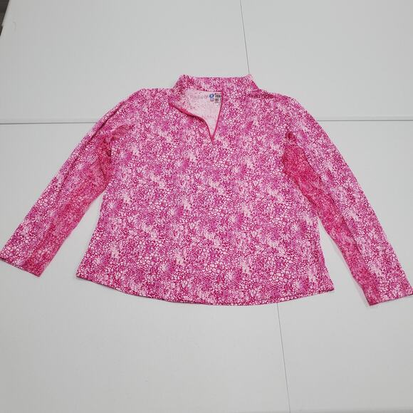 IBKUL Quarter Zip Pullover Womens XL Pink White Long Sleeve UPF 50 Cooling Golf - Picture 1 of 9